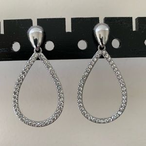 Silver tone and crystal tear drop post earrings